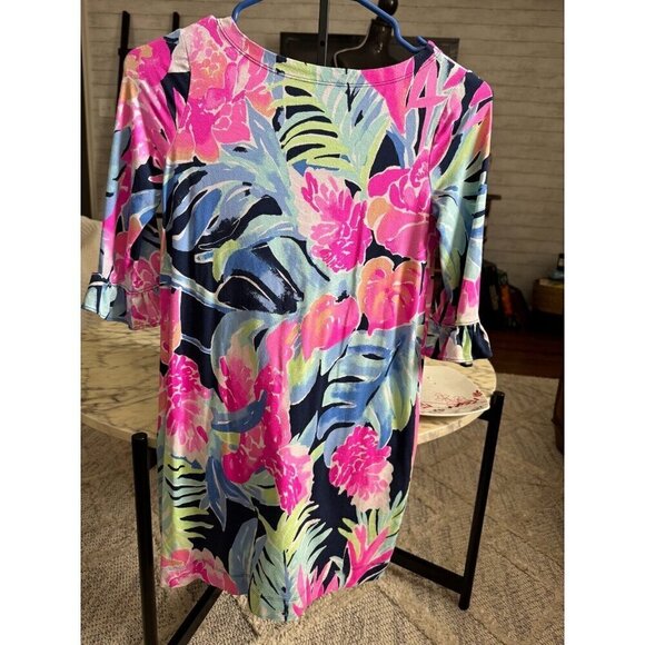 Lilly Pulitzer Sophie UPF 50 Ruffle High Tide Tropicolada Dress Size L - Picture 3 of 6